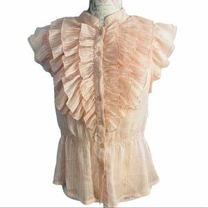 TWENTY ONE ruffle blouse with flutter sleeves Sz L
